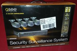 QSee 8 channel Security System with Monitor 8 Cameras 1tb drive.